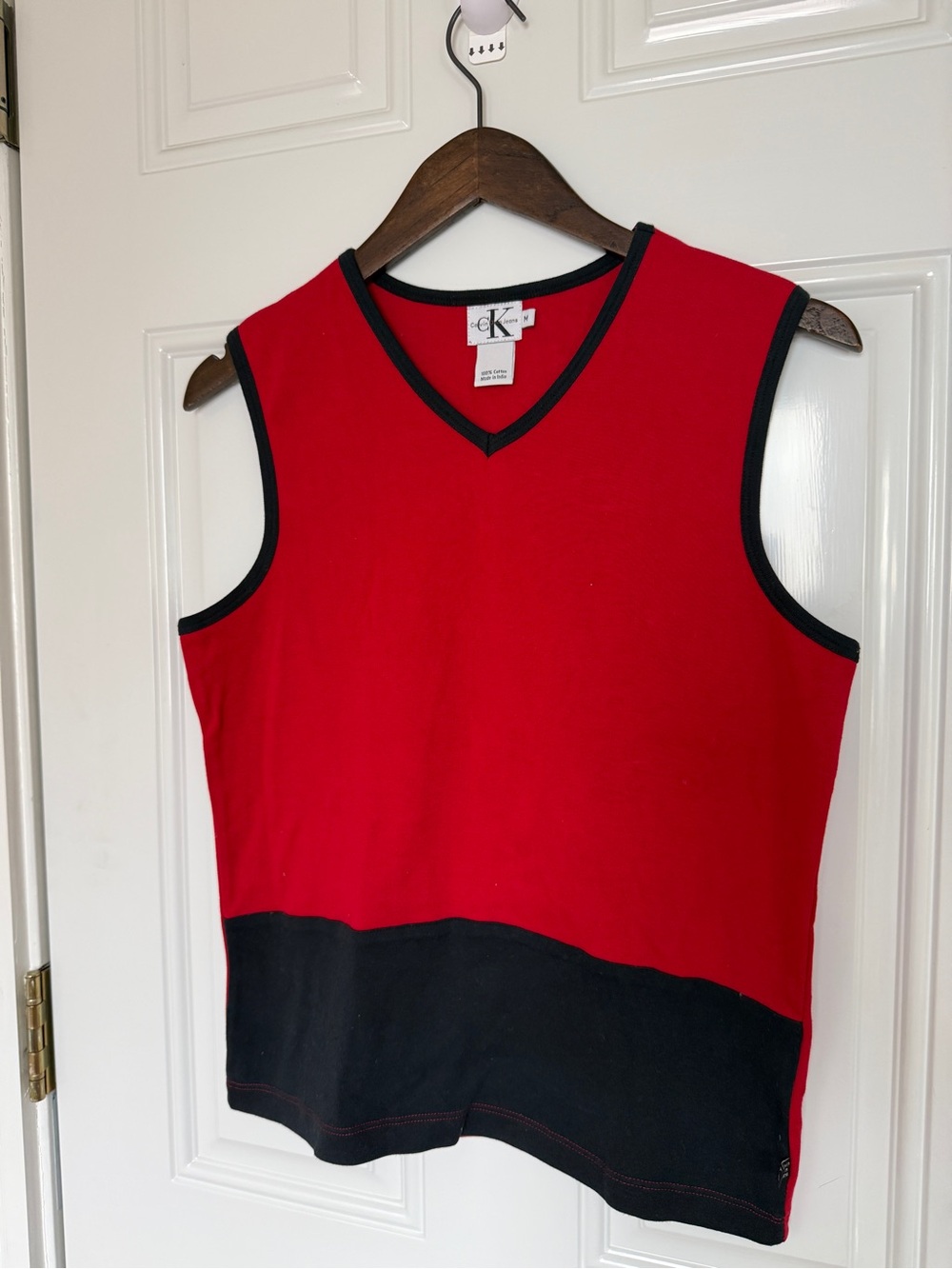 Calvin Klein Jeans Red Tank Top with Black Trim
